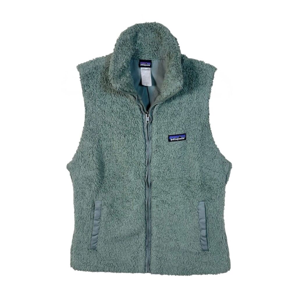 Patagonia Los Gatos Fleece Vest Womens Medium Sage Green Full Zip EUC